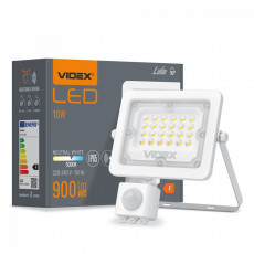 Prožektors ar sensoru LED 10W, 900Lm 5000K, (sensors 2-12m, 10sec-7min, 10-2000lx, <120*), VIDEX-LUCA-PIR (neitrāli balta gaisma) | VLE-F2e-105W-S