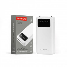 Power Bank - pārnēsājams akumulators 20 000mAh TITANUM OL22 White, pieejamie porti: Micro USB, Type-C, 2USB | TPB-OL22-W