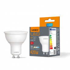 Spuldze LED GU10 5W, 420Lm 3000K, stars<120* VIDEX (silti balta gaisma) | VLE-MR16e-05103