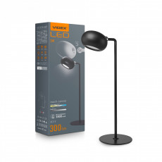 Galda lampa LED universāla - stacionāra un uzlādējama/pārvietojama, komplektā ar piespraužamu klipsi un līmējamu stiprinājumu plakanām virsmām, 3W, 300Lm 3000/4000/5500K, VIDEX VLE-TF18B (silti/neitrāli/auksti balta gaisma) melna | VLE-TF18B