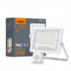 Prožektors ar sensoru LED 30W, 2700Lm 5000K, (sensors 2-12m, 10sec-7min, 10-2000lx, <120*), VIDEX-LUCA-PIR (neitrāli balta gaisma) | VLE-F2e-305W-S