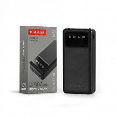 Power Bank - pārnēsājams akumulators 20 000mAh TITANUM OL22 Black, pieejamie porti: Micro USB, Type-C, 2USB | TPB-OL22-B