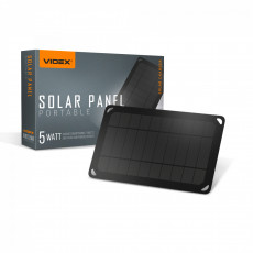 Solārais panelis pārnēsājams 5W, panelis Mono+ETFE (1 USB izeja), izmērs 252x155x14mm , IP68, svars 150g, VIDEX | VSO-F505U