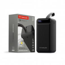 Power Bank - pārnēsājams akumulators 50 000mAh TITANUM 741S 22.5W Black, pieejamie porti: Micro USB, Type-C, 2USB | TPB-741S-B