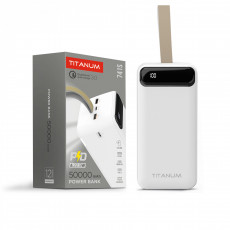 Power Bank - pārnēsājams akumulators 50 000mAh TITANUM 741S 22.5W White, pieejamie porti: Micro USB, Type-C, 2USB | TPB-741S-W