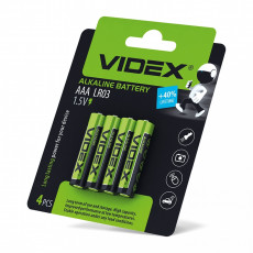 Baterijas AAA VIDEX (4 gab.) Alkaline, 1.5V, 1200mAh | LR03/4B/AAA/1.5V