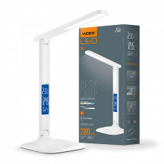 Galda lampa LED ar pulksteni, termometru, kalendāru, modinātāju - dimmējama 7W, 490Lm 3000/4000/5500K, VIDEX-RIO-WHITE (silti/neitrāli/auksti balta gaisma) balta | VLE-TF05W