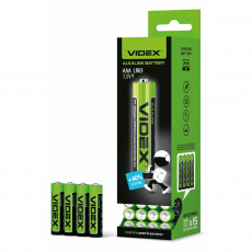 Baterijas AAA VIDEX (MEGA PACK 4 gab x 15 = 60 gab!) Alkaline, 1.5V, 1200mAh | LR03/4S/AAA/1.5V