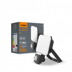 Prožektors ar sensoru LED 20W, 1600Lm 5000K, (sensors 2-12m, 10sec-7min, 10-2000lx, <120*), VIDEX-F3-PIR (neitrāli balta gaisma) | VLE-F3-0205B-S