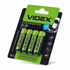 Baterijas AA VIDEX (4 gab.) Alkaline, 1.5V, 2600mAh | LR6/4B/AA/1.5V