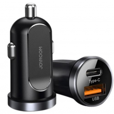 Joyroom 12V auto lādētājs ar 1xUSB-A un 1xUSB-Type-C portiem (2,5A) 30W, melns | C-A08