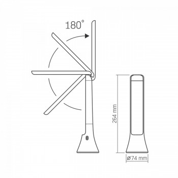 Galda lampa/lukturis LED uzlādējama - dimmējama 5W, 100Lm 3000/4000/5500K, Li-ion 1800mAh, VIDEX-BERLIN (silti/neitrāli/auksti balta gaisma) balta