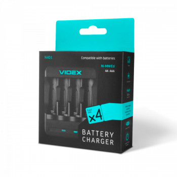 Bateriju lādētājs VIDEX uzlādējamajām baterijām Ni-MH/Cd: АА, ААА, ievade: Micro USB DC 5V/1A, atdeve: DC 2.96V 300±30mA x2