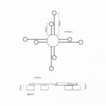 Griestu gaismeklis LED priekš 8 x GX53 patronas spuldēm, IP20 VIDEX VL-SPF22B-B, melns