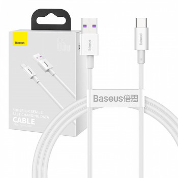 Baseus uzlādes un datu kabelis USB-A uz Type-C 6A 66W 1m, balts