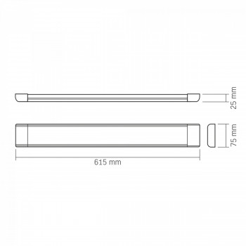 Tehniskais gaismeklis LED 27W 600mm, 3550Lm 4000K, IP20 VIDEX (neitrāli balta gaisma) iekštelpu, balts