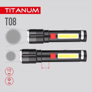 Lukturis LED 700Lm 6500K, Li-ion 18650 1500mAh (iebūvēts), TITANUM TLF-T08