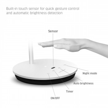 Galda lampa LED ar sensoru vadāma - dimmējama 20W, 1450Lm 4100K, VIDEX TF15W (neitrāli balta gaisma) balta