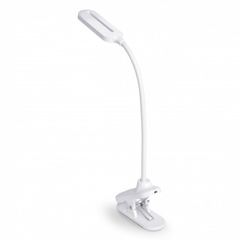 Galda lampa LED ar klipsi piespraužama - dimmējama 6W, 370Lm 3000/4000/5500K, VIDEX-HELSINKI (silti/neitrāli/auksti balta gaisma) balta