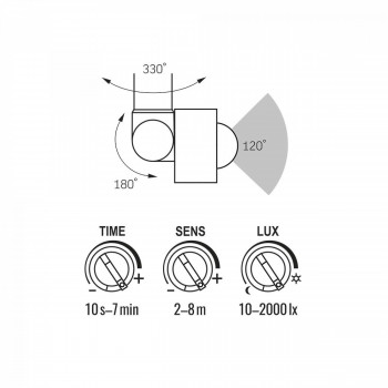 Prožektors ar sensoru LED 10W, 900Lm 5000K, (sensors 2-12m, 10sec-7min, 10-2000lx, <120*), VIDEX-LUCA-PIR (neitrāli balta gaisma)