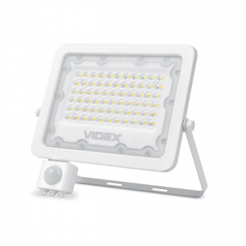 Prožektors ar sensoru LED 50W, 4500Lm 5000K, (sensors 2-12m, 10sec-7min, 10-2000lx, <120*), VIDEX-LUCA-PIR (neitrāli balta gaisma)