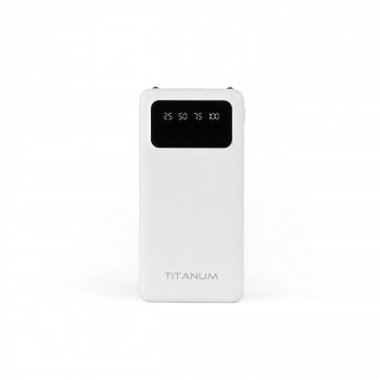 Power Bank - pārnēsājams akumulators 20 000mAh TITANUM OL22 White, pieejamie porti: Micro USB, Type-C, 2USB