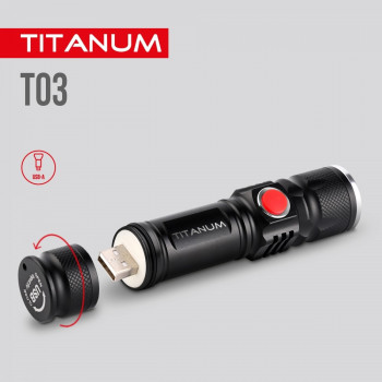 Lukturis LED 230Lm 6500K, Li-ion 18650 1200mAh (iebūvēts), TITANUM TLF-T03