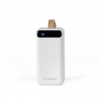 Power Bank - pārnēsājams akumulators 50 000mAh TITANUM 741S 22.5W White, pieejamie porti: Micro USB, Type-C, 2USB