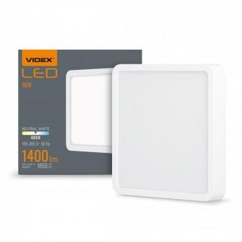 Gaismeklis LED virsapmetuma (kvadrāts) 18W, 1850Lm 4000K, VIDEX (neitrāli balta gaisma)