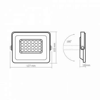 Prožektors LED 20W, 1800Lm 5000K, VIDEX-LUCA (neitrāli balta gaisma)