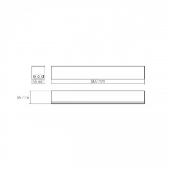 Lineārais LED gaismeklis (savstarpēji savienojams) 24W 600mm, 2400Lm 5000K, IP20 VIDEX VL-BNL02-24065B (neitrāli balta gaisma), melns