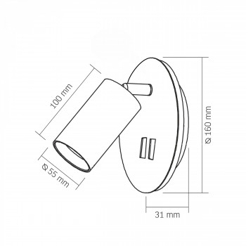 Gaismeklis Spot GU10 + 5W 380Lm, 2700K aizmugurējais fona apgaismojums (silti balta fona gaisma) stiprināms pie sienas VIDEX VL-SPF24E-W, balts