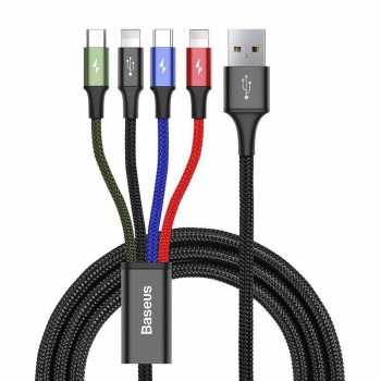 Baseus uzlādes kabelis 4in1 (microUSB/USB-C/2xLightning) 1,2m, melns