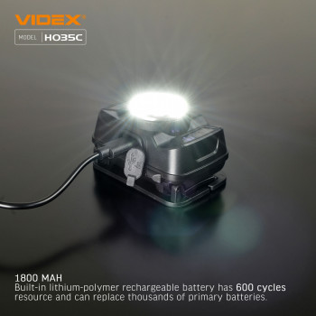 Galvas lukturis ar sensoru LED CREE XTE 5W + COB, 410Lm 5000K, Li-ion 1800mAh, VIDEX VLF-H035C, vadāms ar roku žestu!