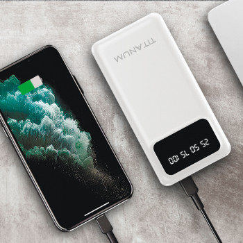 Power Bank - pārnēsājams akumulators 20 000mAh TITANUM OL22 White, pieejamie porti: Micro USB, Type-C, 2USB