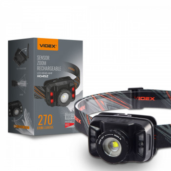 Galvas lukturis ar sensoru LED CREE XTE 5W, 270Lm 5000K, Li-ion 1800mAh, VIDEX VLF-H045Z, vadāms ar roku žestu, ar gaismas regulācijas funkciju (zoom)!