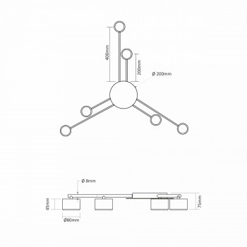 Griestu gaismeklis LED priekš 6 x GX53 patronas spuldēm, IP20 VIDEX VL-SPF21B-W, balts