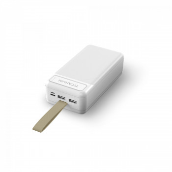 Power Bank - pārnēsājams akumulators 30 000mAh TITANUM 914 White, pieejamie porti: Micro USB, Type-C, 2USB