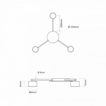 Griestu gaismeklis LED priekš 3 x GX53 patronas spuldēm, IP20 VIDEX VL-SPF20B-B, melns