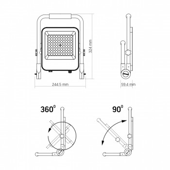 Prožektors uzlādējams, pārnēsājams LED 50W, 1600Lm 5000K, baterija Li-ion 10000 mAh, VIDEX VL-F2A-505 (neitrāli balta gaisma)