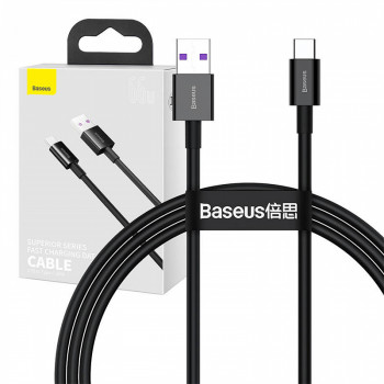 Baseus uzlādes un datu kabelis USB-A uz Type-C 6A 66W 1m, melns