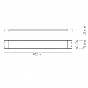 Tehniskais gaismeklis LED 18W 600mm, 2250Lm 4000K, IP20 VIDEX (neitrāli balta gaisma) iekštelpu, balts