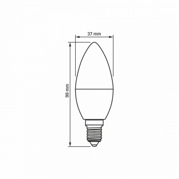 Spuldze LED E14 4W, 380Lm 3000K, stars<220* (C37-svečveida) VIDEX (silti balta gaisma)