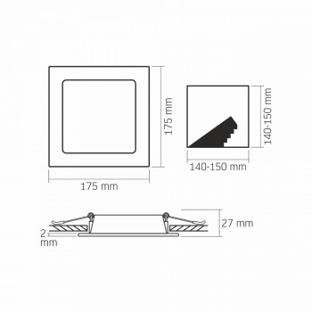 Gaismeklis LED zemapmetuma (kvadrāts) 12W, 1400Lm 4000K, VIDEX (neitrāli balta gaisma)