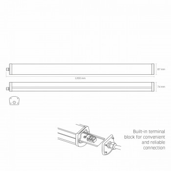 Tehniskais gaismeklis LED 48W 1200mm, 6000Lm 4000K, IP65 VIDEX-HERMES (neitrāli balta gaisma) ārtelpu, balts