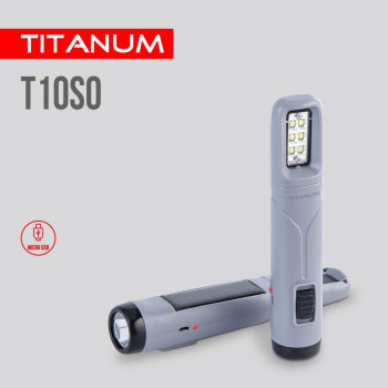 Lukturis LED ar saules bateriju un regulējamu gaismu 50+50Lm 5500K, Li-ion 18650 800mAh (iebūvēts), TITANUM TLF-T10SO