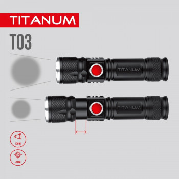 Lukturis LED 230Lm 6500K, Li-ion 18650 1200mAh (iebūvēts), TITANUM TLF-T03