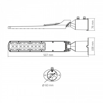 Ielu apgaismojums LED 50W 4500Lm 5000K, IP65 VIDEX VL-SLE18-0505 (neitrāli balta gaisma), melns