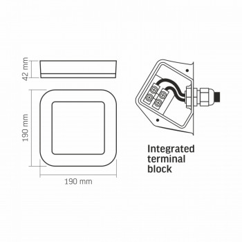 Ārtelpu gaismeklis LED 15W, 1125Lm 5000K, VIDEX-VIKA IP65 (neitrāli balta gaisma), balta