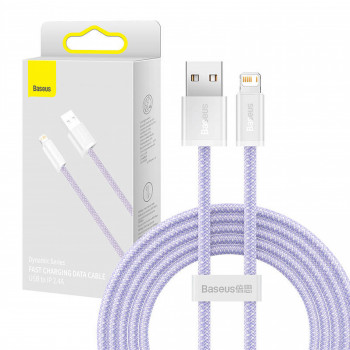 Baseus uzlādes kabelis (2,4A) USB-A uz Lightning, 2m, violets